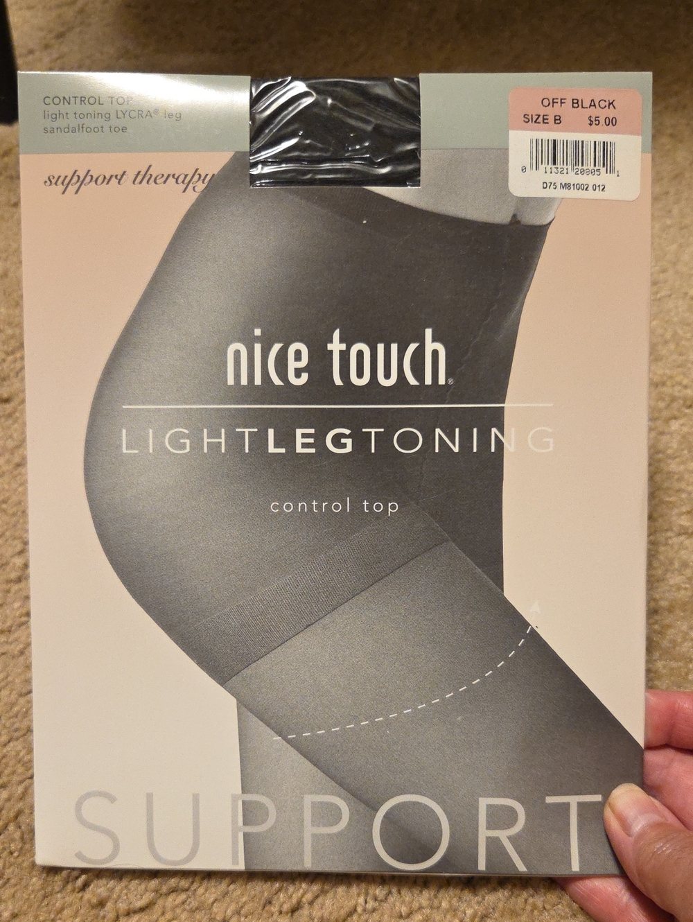 NICE TOUCH Light Leg Toning Control Top Pantyhose - Off Black